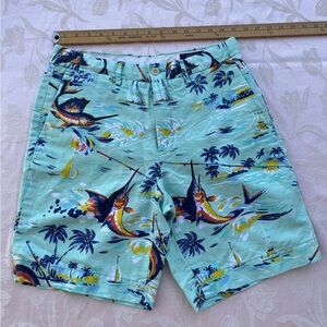 Polo Ralph Lauren Men's Classic Fit Fishing Motif Shorts 30 Linen Cotton Blend